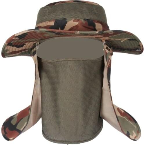 Insect Proofing Camouflage Bucket Hats, Military Mens hat, Mosquitoes Protection, Tactical Boonie Hats topee, One Size for 56-59