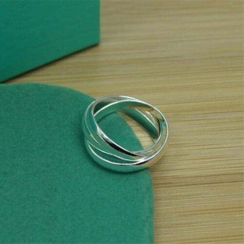 BABYLLNT 925 Sterling Silver Three Circle Coil Ring For Women Wedding Engagement Party Fashion Charm Jewelry Gift