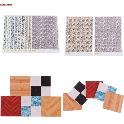 1/12 Dollhouse Floor Sticker Wall Decal Kitchen Bathroom Miniature Accessory Pretend Play Game Props Kid Boy Girl Toy Gifts