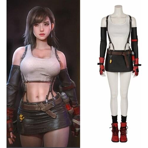 Tifa Lockhart Cosplay Costumes Game Final Fantasy VII Remake 1:1 Restored Vest Short Skirt Shoes Strap Components Halloween Set