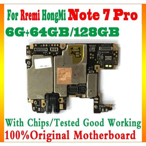 100% Original For Xiaomi Redmi Hongmi Note 7 Pro Motherboard 64GB 128GB For redmi Note 7 Pro logic Mother Circuit Board Plate