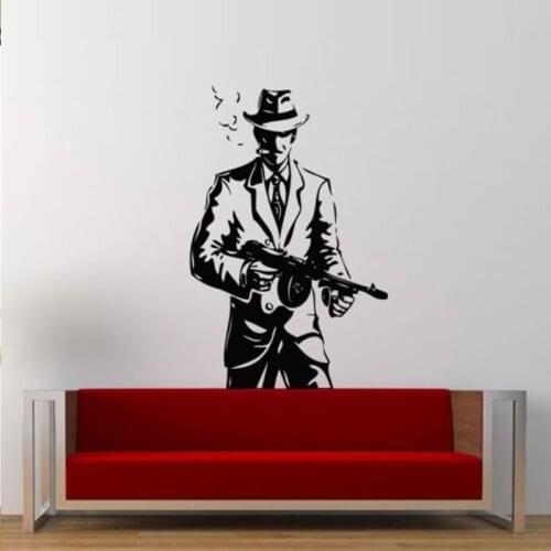 Mafia Gun Man Gangster Killer Wall Stickers for Living Room Wall Decals Bedroom Boys Wallpaper Home Art Decor Murals L167