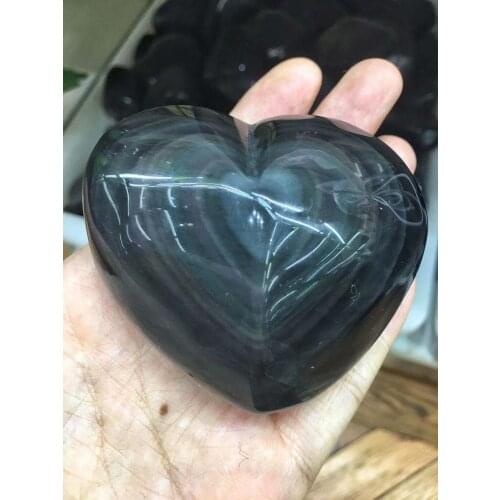 Natural color obsidian crystal stone, carved into smooth hearts, loving home furnishings and collectibles