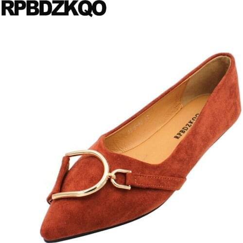 Slip on women ladies flats suede 2018 large size china metal beautiful plus pointy designer cheap shoes red black pointed toe