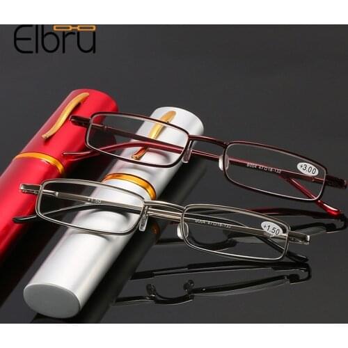 Elbru Anti Blue Light Reading Glasses Ultralight Presbyopia Eyeglasses Portable Gift For Parents With Pen Box Diopters +1.0 +4.0