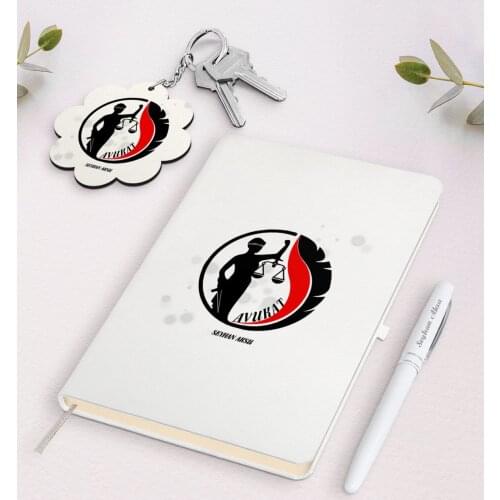 Personalized Lawyer White Notebook Pen and Keychain Gift Seti-14 Reliable Quality Gift Casual Design Moment Special Day