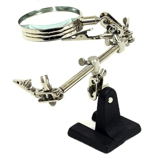 Third Hand Soldering Iron Stand Helping Clamp Vise Clip Tool Magnifying Glass for RC Quadcopter