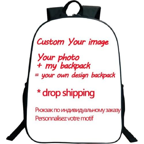 Drop shipping High Quality Customized Your image Custom pattern Backpack Students Boys Girls School Bag Cool Pattern School bag