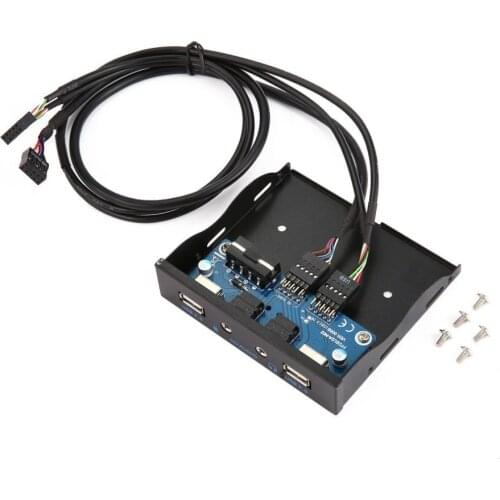 3.5'' 2-USB 2.0 Port HUB HD Audio Output Floppy Drive Expansion Front Panel Digital Mobile Rack Expanding for Your PC