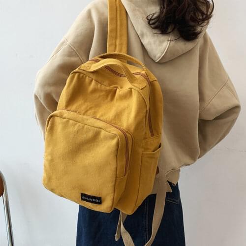New Vintage Canvas Backpack Women Solid Color Women Classic Shoulder Bag Fashion Schoolbag for Teenage Girl Backpacks Travel Bag