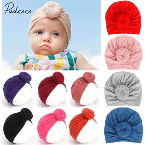 Newborn Toddler Kids Baby Accessories Baby Girl Boy Turban Cotton Beanie Hat Winter Cap Knot Solid Soft Hospital Caps