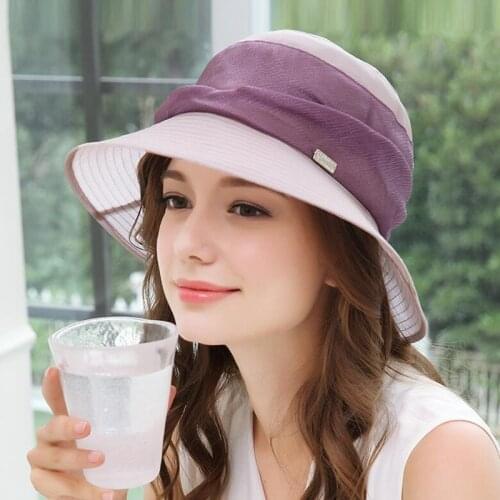 Hat Sun Protection Spring Summer Korean Version Hats Leisure Holiday Fashionable Cap Silk Sunshade Breathable Ladies Caps H6666