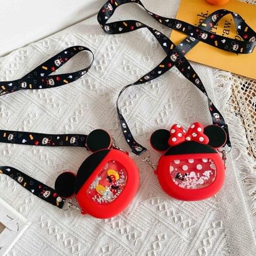 Disney mickey mouse coin bag Childrens messenger coin purse Quicksand Minnie silicone new cute cartoon messenger shoulder bag