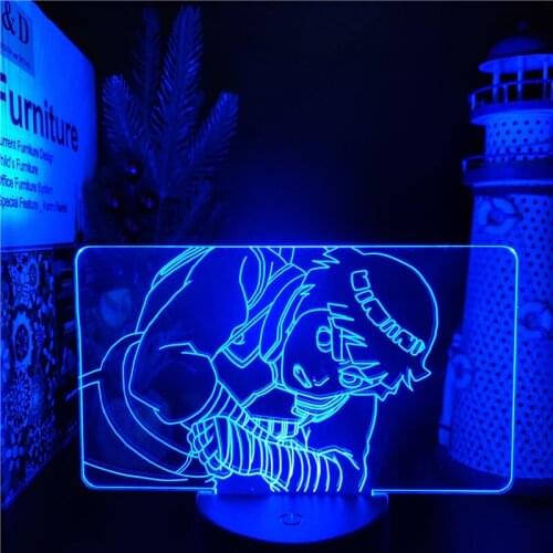 Nartuo LED Lamp Rock Lee Anime Figure 3D Night Light Lamapra Kawaii Room Decor Luminaria Neon Lights Manga Decoration Lighting