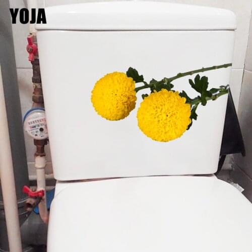 YOJA 22.9*14.6CM Two Yellow Chrysanthemum Living Room Wall Sticker Decal Bathroom Toilet Sticker T1-0551