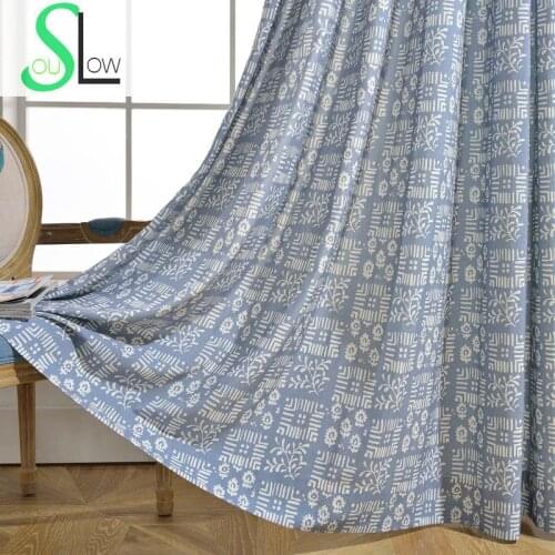 Slow Soul Green Grey Rice Blue Sen Modern Fabric Simple Shading Curtain Plaid Curtains For Living Room Bedroom Kitchen Blinds