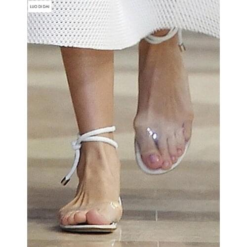 2019 fashion women flat heel sandals party shoes lace up sandals runway shoes summer gladiator sandals PVC shoes open toe