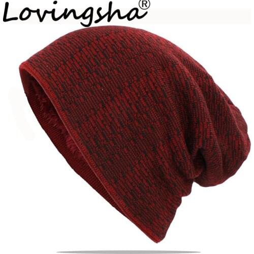 LOVINGSHA Winter Warm Hat For Men Adult Unisex Outdoor New Wool Women Knitted Beanies Skullies Casual Cotton Hats Cap HT168
