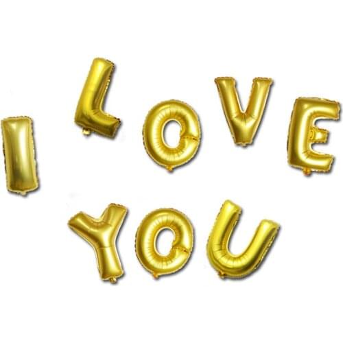 Gold letter balloon Valentines Day decoration birthday party wedding child home anniversary Aluminum foil balloon i love you