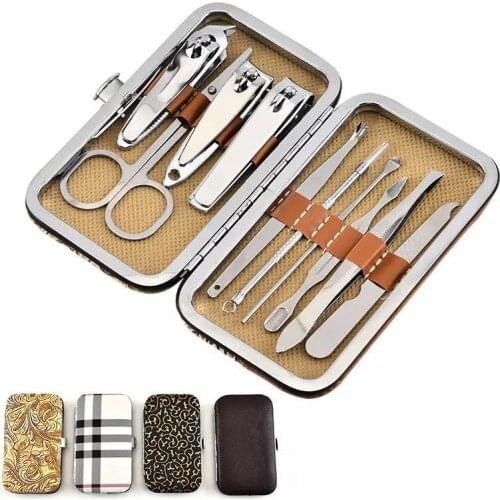 1 Set 10 in 1 Stainless Steel Tweezer Nail Art Clipper Scissors Tweezer Knife Manicure Nail Art Cutter Pedicure Manicure Tools