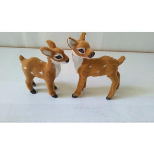 One lot /2 pcs different sika deer model,polyethylene&faux furs deer handicraft Figurines prop,home decoration toy gift a1852