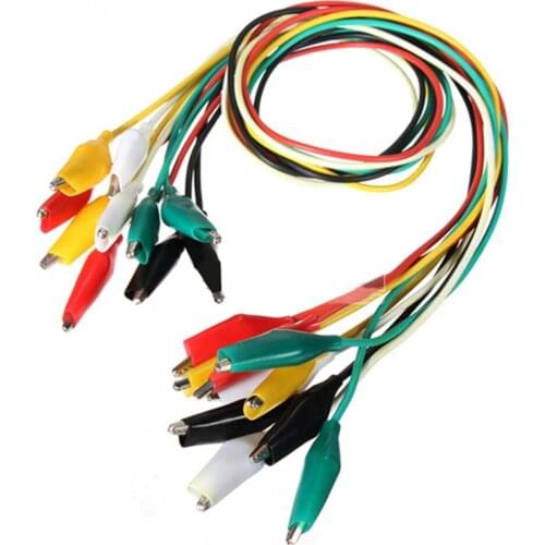 10PCS Alligator Clip Cable Test Cable 5 Colors Double-headed Wire Length 50CM Alligator Clip Wire Test Leads Alligator Clips