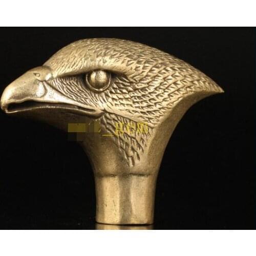 100% brass Pure Copper Brass Grandpa Good Lucky Chinese Vintage Old Brass Eagle Cane Walking Stick Head Handle Decoration