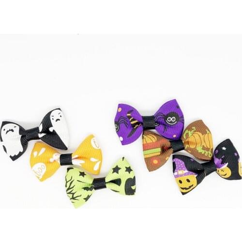 100pcs Halloween Festival Bowknot Headdress Band Girls Cat Dog Head Accessories Flower Pet Grooming Supplies Jewelry