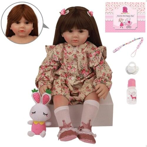 24Inch Handmade Cloth Soft Silicone Toddler Baby Doll Bebe Reborn Baby 60CM Toy Realistic Newborn Babies Birthday Gift Playmate