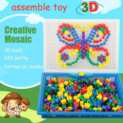 296PCS Mushroom Nail DIY Handmade Toys Childrens Educational Toyschildrens Intelligent 3D Puzzle Game Jigsaw Board Gifts
