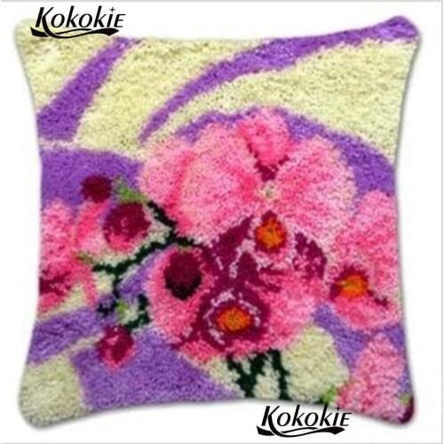 3D carpet Embroidery Unfinished Pillowcase latch hook rug flowers pillow cross stitch Crocheting Rug Kits kids Needlework set