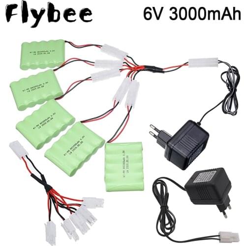 6v 3000mAh Battery and Charger For RC Cars Robots Tanks Gun Boats 6v NiMH Battery Aa 2400mah 6v Rechargeable Battery Pack