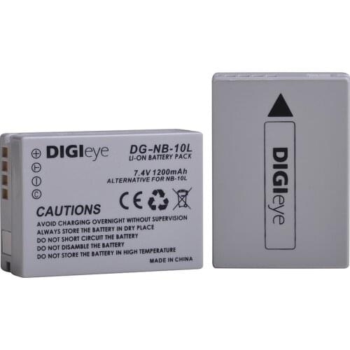 2Pcs 1200mAh NB-10L NB10L NB 10L Battery for Canon PowerShot G1 X G3 X G15 G16 SX40 HS SX50 HS SX60 HS Camera
