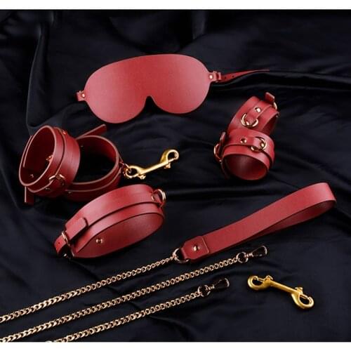 Bdsm Bondage Set Sex Toys Kit for Woman Gay Cosplay Leather Handcuffs Ankle Cuff Collar Eyepatch Mask Erotic Products Adult Game
