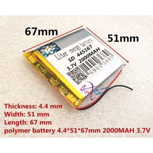 Free shipping 3.7V,2000mAH,[445167] PLIB; polymer lithium ion / Li-ion battery for tablet pc,mp3,mp4,cell phone,speaker,gps,dvd