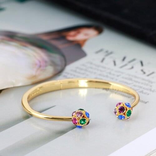 Shine colored ball opening elastic bracelet