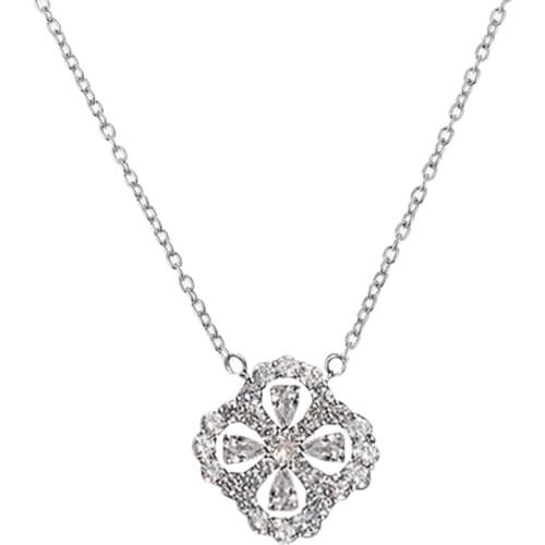 1 PC Hollow Zircon Flower Pendant Necklace Water-drop Zircon Clavicle Chain Necklace Women Bridal Wedding Jewelry Gift Dropship