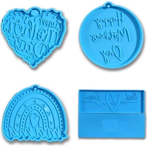 Mothers Day Series Pendants Epoxy Resin Mold Keychain Silicone Mould DIY Crafts Jewelry Casting Tools 4 Styles