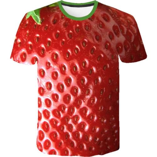Childrens short-sleeved T-shirt fruit 3D printing parent-child cute strawberry, orange, pineapple, kiwi jacket summer clothes