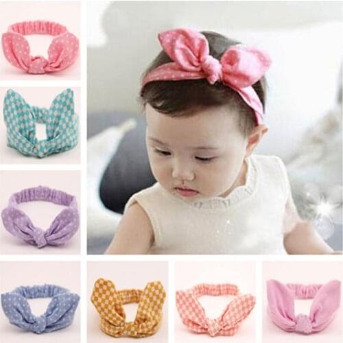 Kids Girl Baby Toddler Bow Polka Dots Plaids Striped Headband Hair Band Accessories Headwear Head Wrap