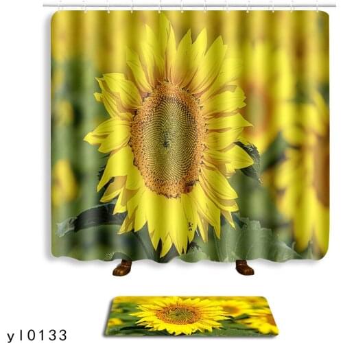 Shower Curtains A Variety of Colors of Flowers Eco-Friendly Waterproof Shower Curtains Bathroom Curtain Bath Products+ carpet
