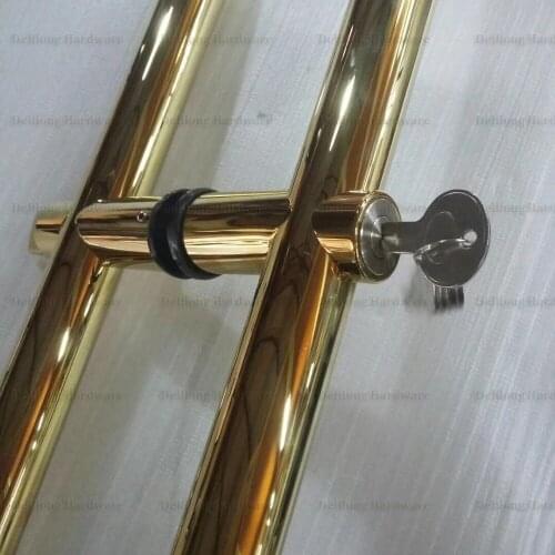 Stainless steel 304 grade door handles with locks office glass door sliding door golden color door longer handles