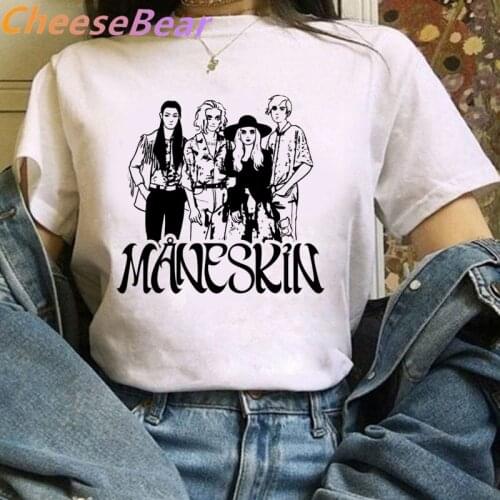 Maneskin Damiano David Printed Tshirt Women Tees Shirts Casual Harajuku Tops 2021 Summer Fashion Short Sleeved T-shirt Girl Top