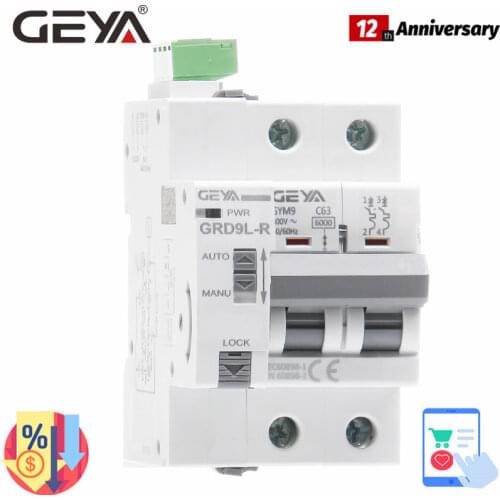 GEYA Din Rail Auto Circuit Breaker Recloser Mini Breaker GRD9L-R GYM9 2P MCB 6KA Smart MCB with CE Certificate