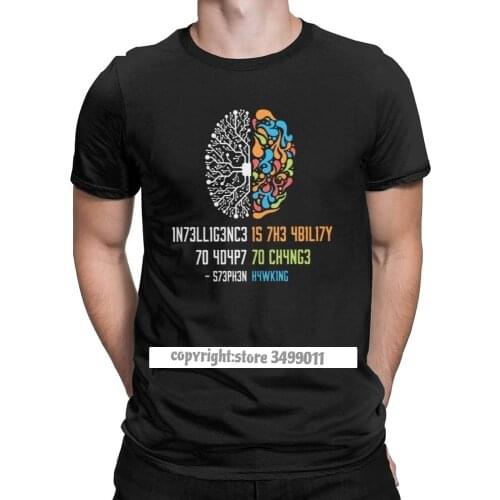 Intelligence T Shirt Men Intelligence Is The Ability To Adapt To Change Science Vintage Tops T Shirts Premium Cotton Tee Shirt