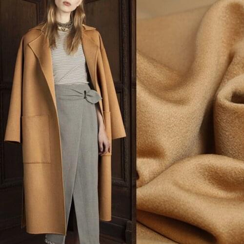 146CM Wide 800G/M Brown Solid Color Thick Double-faced Cashmere Wool Autumn and Winter Outerwear Overcoat Wool Fabric DE1186