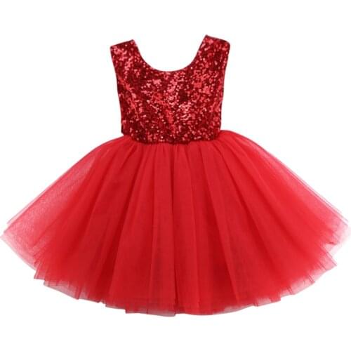Red Christmas Dress Girl Costume Kids Dresses For Girls Baby Sequins Sleeveless Party Xmas Gift Party Wear Clothes 1-5T