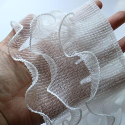 12cm*1yard Ruffle lace trims for clothes white black 3layer Trimmings for wedding dress DIY sewing accessories trim for tailor