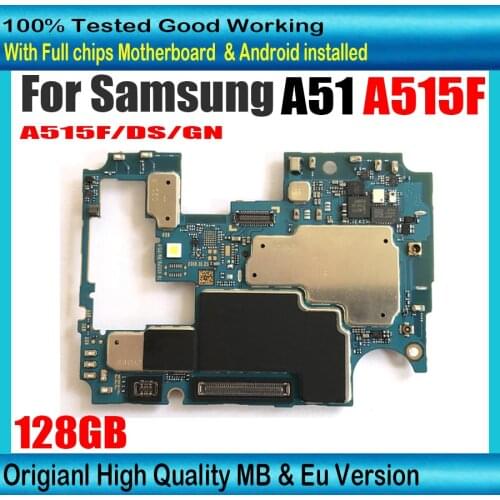 128GB mainboard For Samsung Galaxy A51 A515F Motherboard Original Quality Unlocked With full chips Logic Board EU version Plate