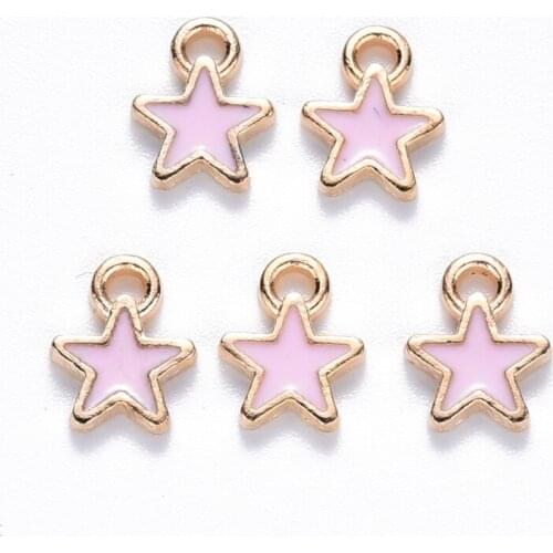 10pcs Mini Small Star Alloy Enamel Charms Pendant for Jewlery Making DIY Bracelet Necklace Supplies 9x7x1mm Hole: 1.2mm